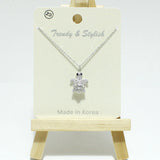 99177, SEA TURTLE CUBIC ZIRCONIA CHARM PENDANT NECKLACE