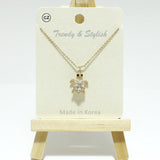 99177, SEA TURTLE CUBIC ZIRCONIA CHARM PENDANT NECKLACE