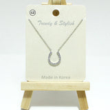 99179, HORSESHOE CUBIC ZIRCONIA PENDANT NECKLACE