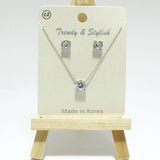 99180, 8MM CUBIC ZIRCONIA STONE PENDANT NECKLACE SET