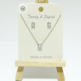 99181, 6MM CUBIC ZIRCONIA STONE PENDANT NECKLACE SET