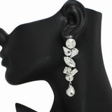 99201, MULTI SHAPE RHINESTONE EVENING EARRING