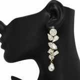 99201, MULTI SHAPE RHINESTONE EVENING EARRING
