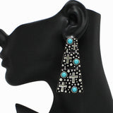 99209, CROSS & TURQUOISE ACCENT GEOMETRIC EARRING