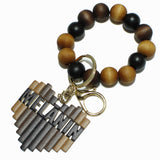 99217, "MELANIN" HEART CHARM WITH WOOD BALL BEADED KEYCHAIN BRACELET