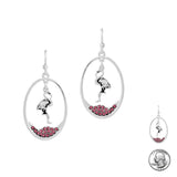 Flamingo Charm Oval Earring