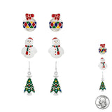 99234, ENAMEL CHRISTMAS SNOWMAN STUD EARRING SET