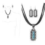 Western Rectangle Turquoise Stone Pendant Necklace - view 2