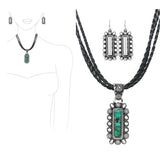 Western Rectangle Turquoise Stone Pendant Necklace