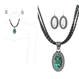 99243, WESTERN OVAL TURQUOISE STONE PENDANT NECKLACE