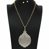 99262, GEOMETRIC PEARL STUDDED PENDANT NECKLACE