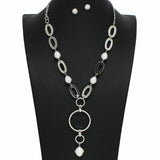 99301, FRESHWATER PEARL ACCENT GEOMETRIC ROUND NECKLACE