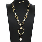 99301, FRESHWATER PEARL ACCENT GEOMETRIC ROUND NECKLACE