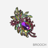 99329, FLORAL RHINESTONE PIN BROOCH