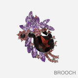99329, FLORAL RHINESTONE PIN BROOCH