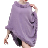 99331, SOFT FEEL KNIT WITH FUR TRIM ACCENT PONCHO
