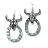 Western Steer Head with Crystal Dangle Earring - view 2