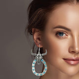 Western Steer Head with Crystal Dangle Earring