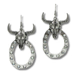 Western Steer Head with Crystal Dangle Earring - view 3