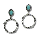 Western Round Knot with Turquoise Stone Dangle Earring - view 4