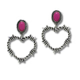 Western Heart Knot with Turquoise Stone Dangle Earring