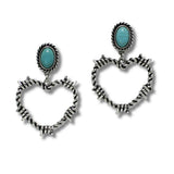 Western Heart Knot with Turquoise Stone Dangle Earring - view 3
