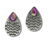 Western Engraved Teardrop Turquoise Stone Earring