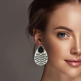 Western Engraved Teardrop Turquoise Stone Earring - view 2