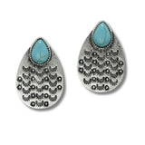 Western Engraved Teardrop Turquoise Stone Earring - view 3