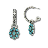 99347, WESTERN FLOWER DANGLE ROUND HOOP EARRING