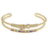 99371, PANTHER CUBIC ZIRCONIA OPEN CUFF BRACELET