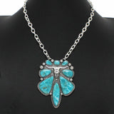 Western Steer Head with Turquoise Stone Necklace