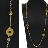 99412, ROUND SEMI PRECIOUS STONE LONG BEADED NECKLACE