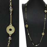99412, ROUND SEMI PRECIOUS STONE LONG BEADED NECKLACE