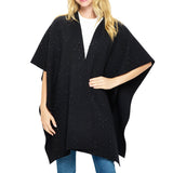 99414, BLING RHINESTONE ACCENT FRONT OPEN SHAWL