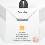 99422, GOLD DIPPED, "NEW DAY" ENGRAVED SUN BAR NECKLACE