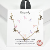 99423, GOLD DIPPED, DAINTY DRAGONFLY STATION NECKLACE
