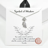 99424, GOLD DIPPED, "SYMBOL OF WISDOM" LEAVES CHARM NECKLACE