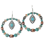 Western Concho Accent Navajo Bead Round Dangle Earring - view 2