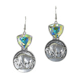 Western Buffalo Coin with Rhinestone Dangle Earring - view 2