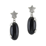 Oval Stone with Star & Moon Accent Dangle Earring - view 2