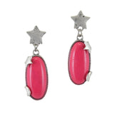 Oval Stone with Star & Moon Accent Dangle Earring - view 4