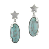 Oval Stone with Star & Moon Accent Dangle Earring