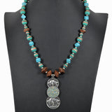 Western Buffalo Coin with Turquoise Stone Beaded Necklace