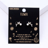 98479, GOLD DIPPED, "FLOWER" DAINTY PEARL WITH CUBIC ZIRCONIA STUD EARRING/925 STERLING SILVER POST