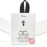 99485, GOLD DIPPED, DAINTY CROSS CZ CHARM ADJUSTABLE RING