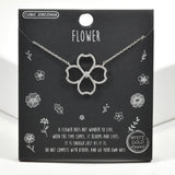 99489, GOLD DIPPED, "FLOWER" CUBIC ZIRCONIA NECKLACE