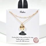 99491, GOLD DIPPED, "HALOS" DAINTY COWBOY HAT DOUBLE LAYERED NECKLACE