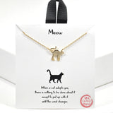 99493, GOLD DIPPED, "MEOW" DAINTY CAT NECKLACE