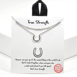 99495, GOLD DIPPED, "TRUE STRENGTH" DAINTY HORSESHOE DOUBLE LAYERED NECKLACE